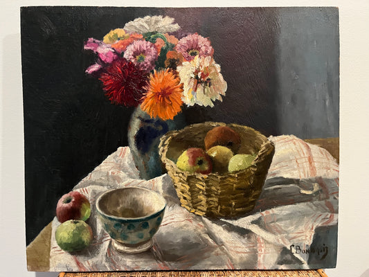 Still Life, Flowers & Apples