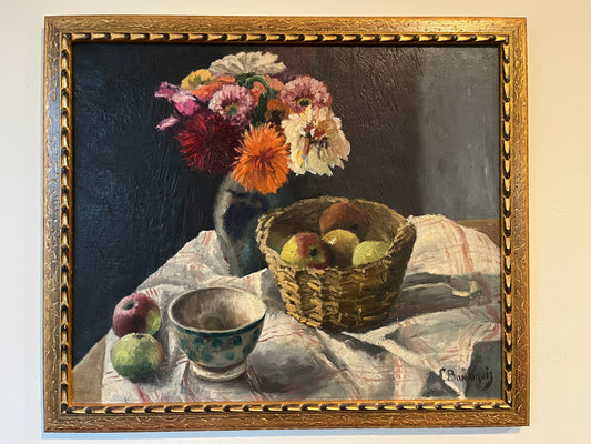 Still Life, Flowers & Apples